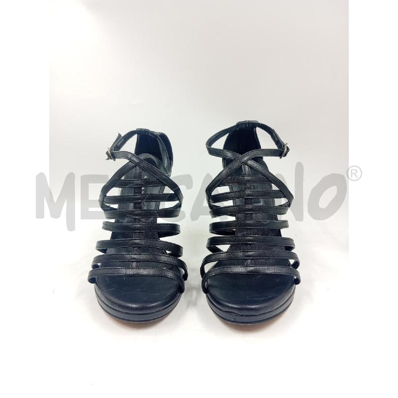 SANDALI DONNA ALBANO PELLE NERO LISTINI  | Mercatino dell'Usato Verona fiera 2