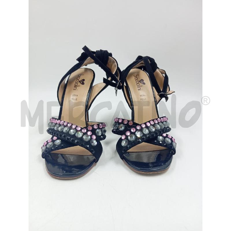 SANDALI DONNA BRACCIALINI SCAMOSCIATI NERO STRASS ROSA | Mercatino dell'Usato Verona fiera 2