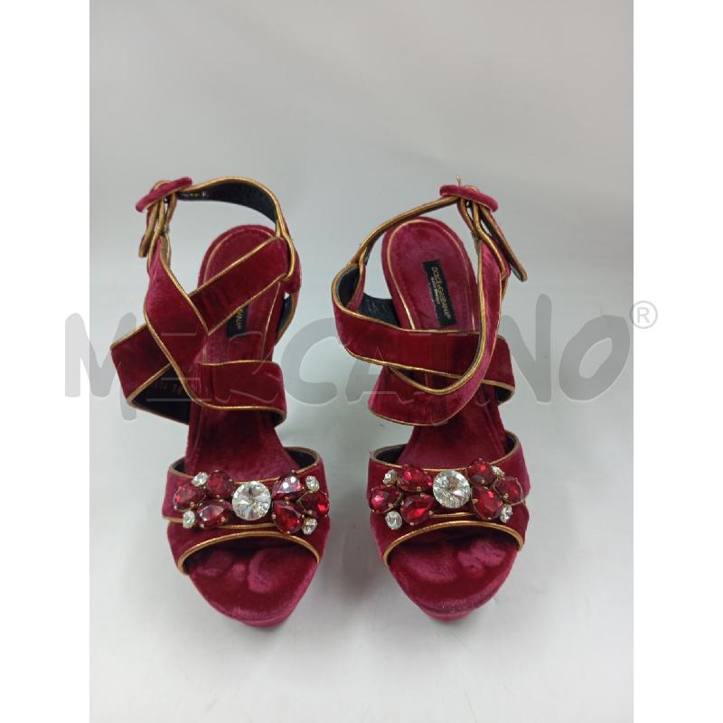 SANDALI DONNA DOLCE&GABANNA PLATEAU VELLUTO ROSSO CRISTALLI | Mercatino dell'Usato Verona fiera 2