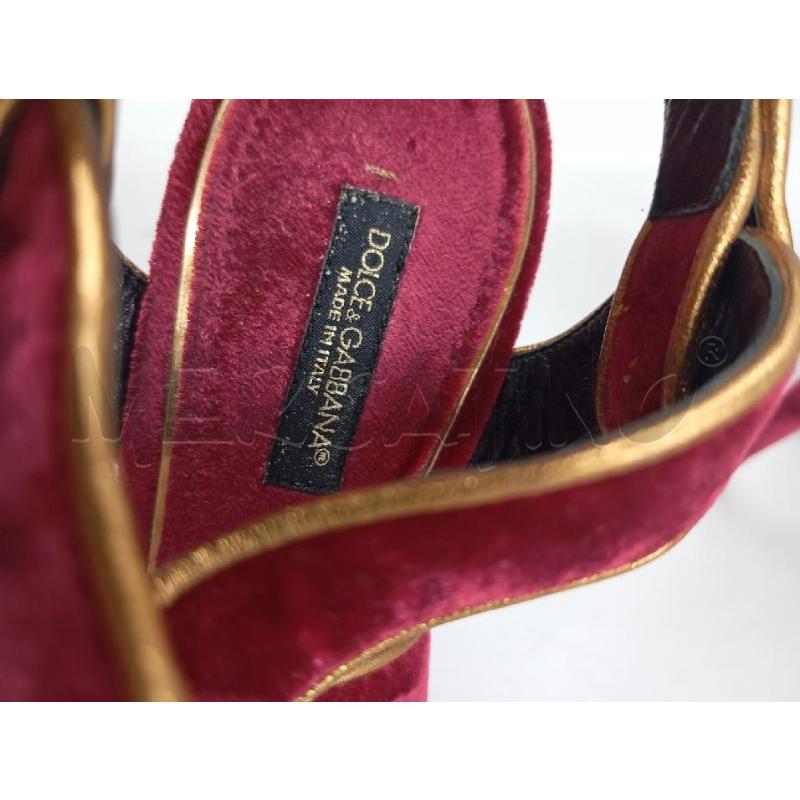 SANDALI DONNA DOLCE&GABANNA PLATEAU VELLUTO ROSSO CRISTALLI | Mercatino dell'Usato Verona fiera 4