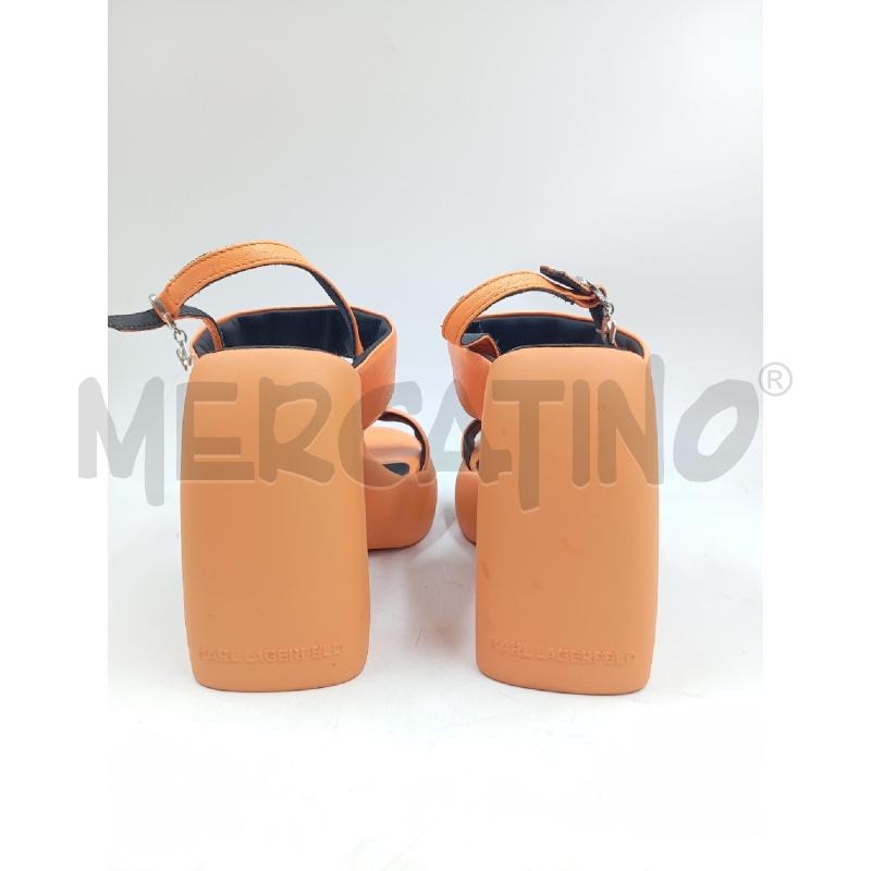SANDALI D KARL LAGERFIELD ARANCIO DOPPIA FASCIA E TACCO  | Mercatino dell'Usato Verona fiera 3