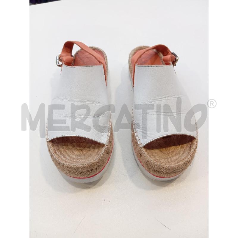 SANDALI D MAX &CO PELLE BIANCA CINTURINO SALMONE | Mercatino dell'Usato Verona fiera 2