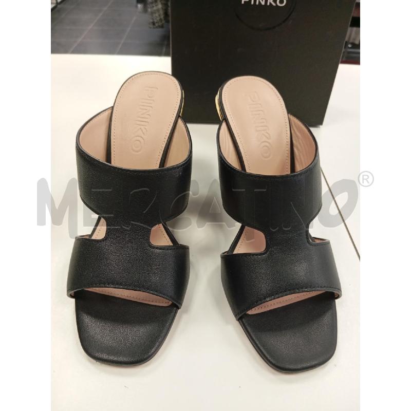 SANDALI D PINKO NERO TACCO A SCALINO IN PELLE  | Mercatino dell'Usato Verona fiera 2