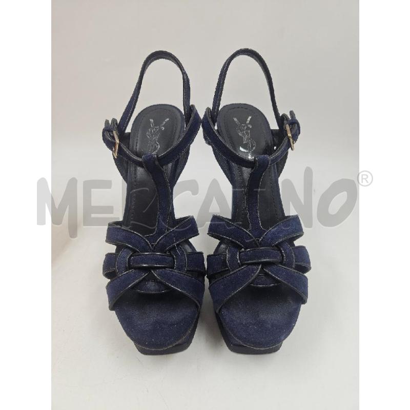 SANDALI D YVES SAINT LAURENT BLU SCAMOSCIATE  | Mercatino dell'Usato Verona fiera 4