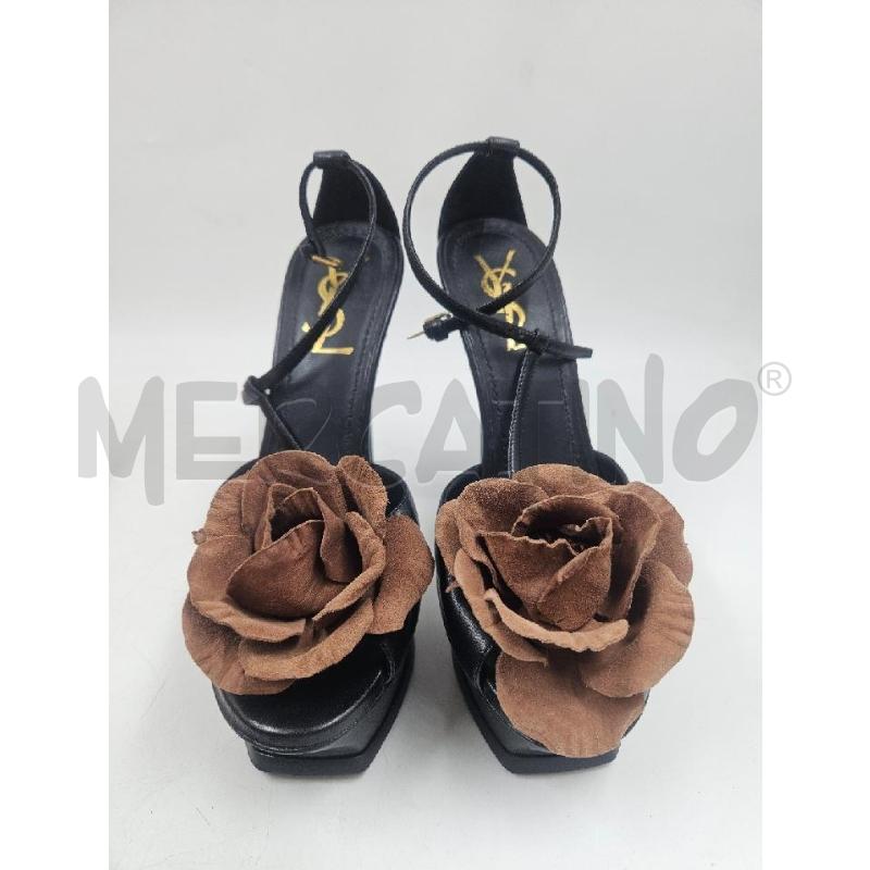 SANDALI D YVES SAINT LAURENT NERE FIORE BEIGE  | Mercatino dell'Usato Verona fiera 2