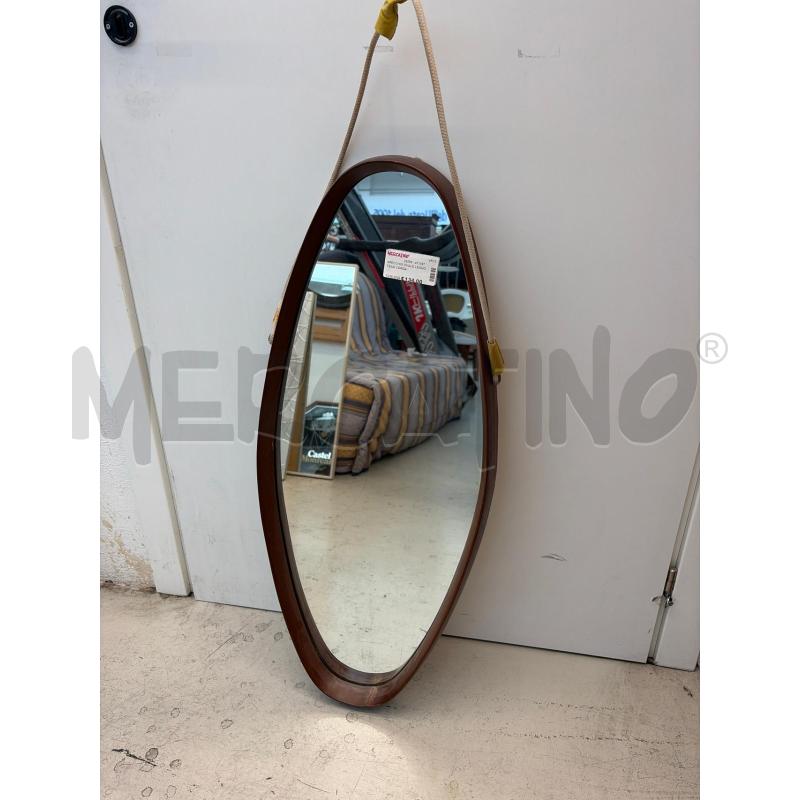SPECCHIO OVALE LEGNO TEAK CORDA  | Mercatino dell'Usato Verona fiera 2