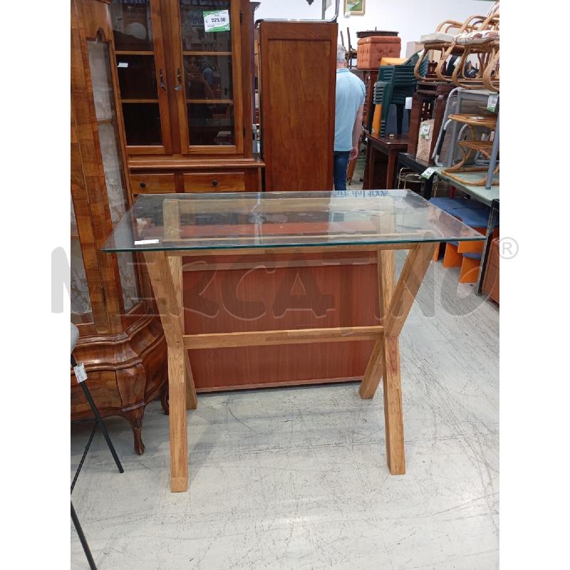 TAVOLO CONSOLLE DA PENISOLA B/CROCE LEGNO P/VETRO | Mercatino dell'Usato Verona fiera 1