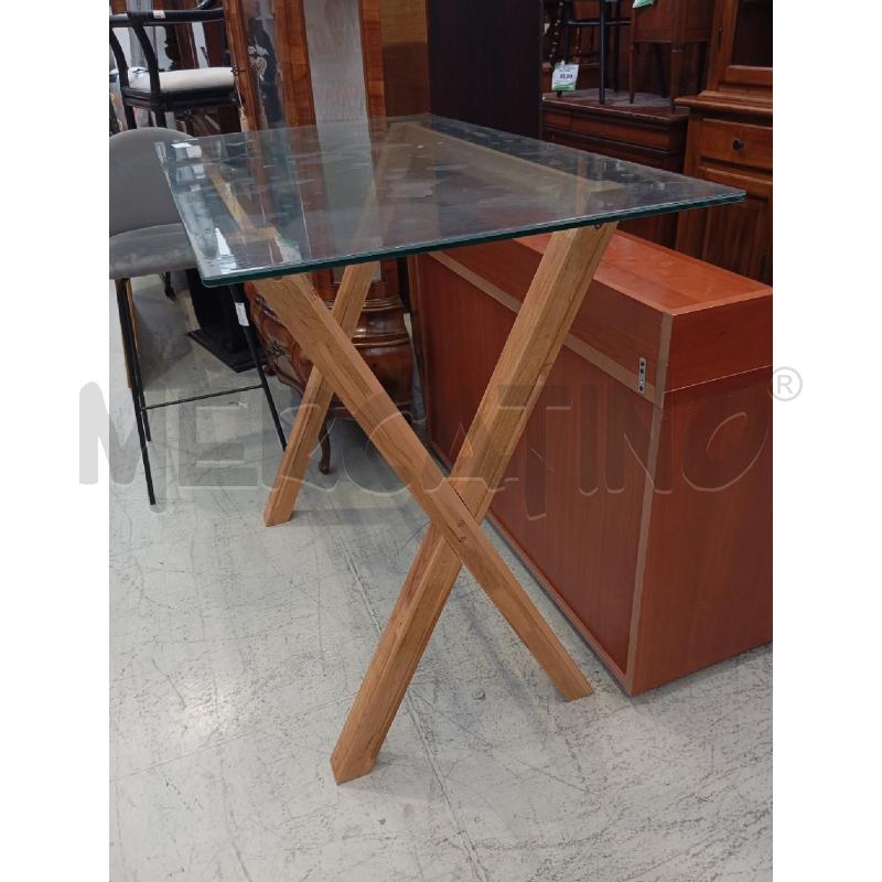 TAVOLO CONSOLLE DA PENISOLA B/CROCE LEGNO P/VETRO | Mercatino dell'Usato Verona fiera 2