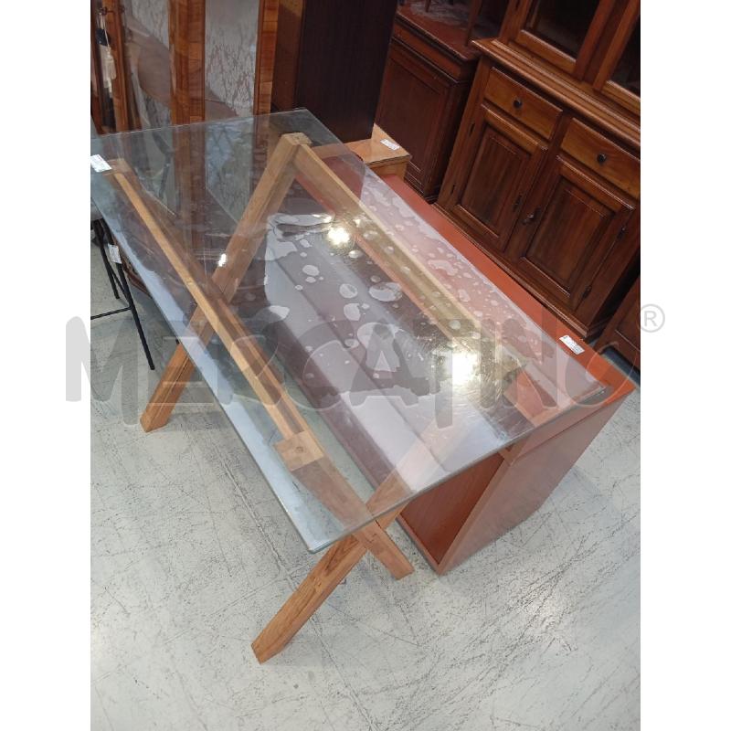 TAVOLO CONSOLLE DA PENISOLA B/CROCE LEGNO P/VETRO | Mercatino dell'Usato Verona fiera 3