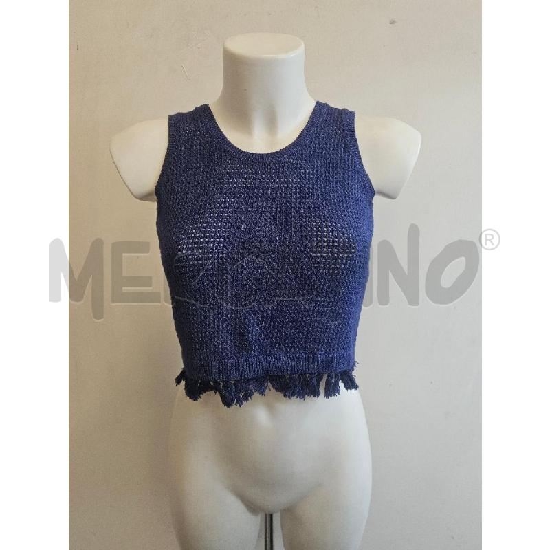 TOP D PINKO BLU MAGLINA FRANGE CROP | Mercatino dell'Usato Verona fiera 1