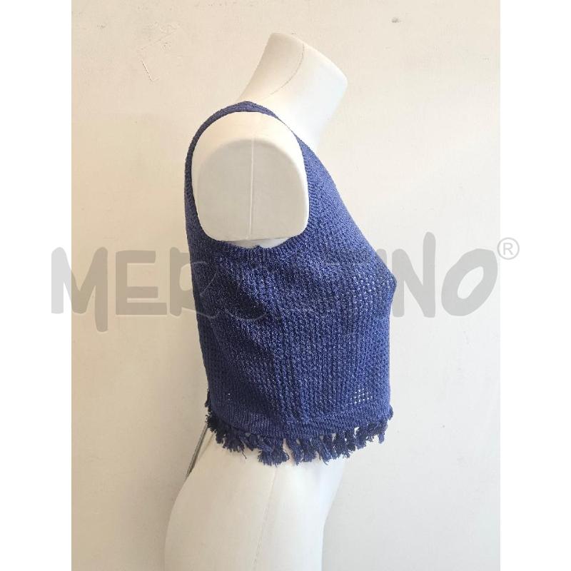 TOP D PINKO BLU MAGLINA FRANGE CROP | Mercatino dell'Usato Verona fiera 2