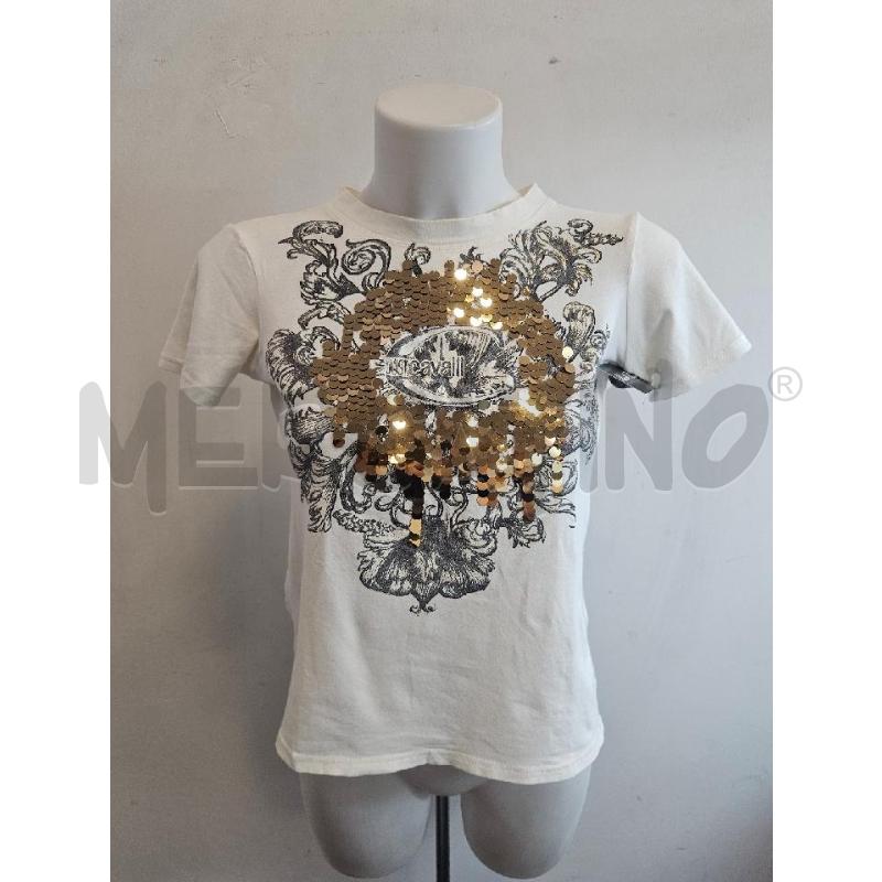 T SHIRT DONNA CAVALLI BIANCA NE PAILLETTES DORATE | Mercatino dell'Usato Verona fiera 1