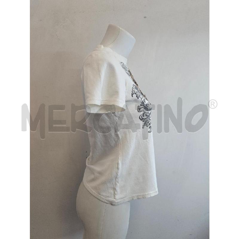 T SHIRT DONNA CAVALLI BIANCA NE PAILLETTES DORATE | Mercatino dell'Usato Verona fiera 2
