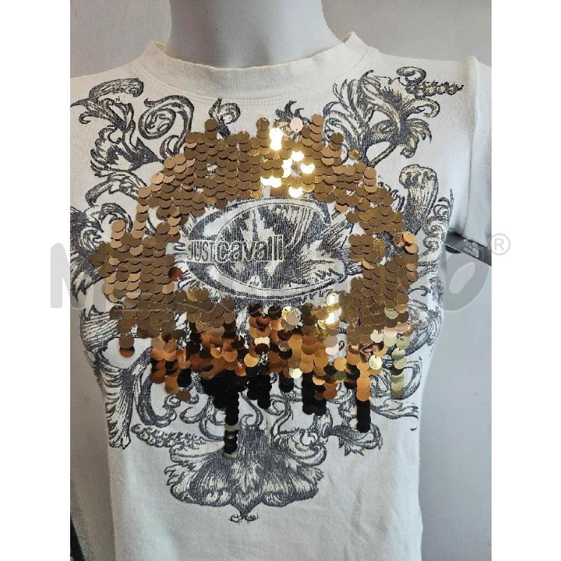 T SHIRT DONNA CAVALLI BIANCA NE PAILLETTES DORATE | Mercatino dell'Usato Verona fiera 4