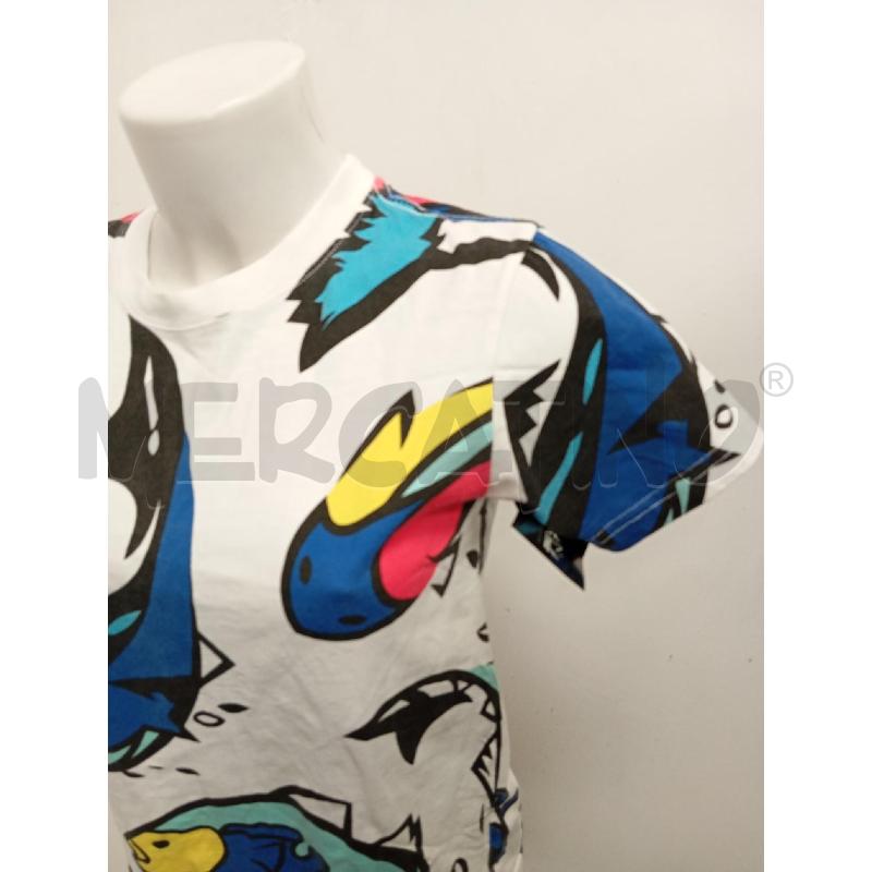 T SHIRT DONNA KENZO BIANCA PESCI BLU  | Mercatino dell'Usato Verona fiera 2