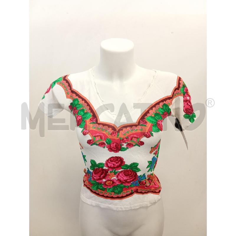 T SHIRT D BLUMARINE FIORI ROSSI ROSA VERDE BLU  | Mercatino dell'Usato Verona fiera 1