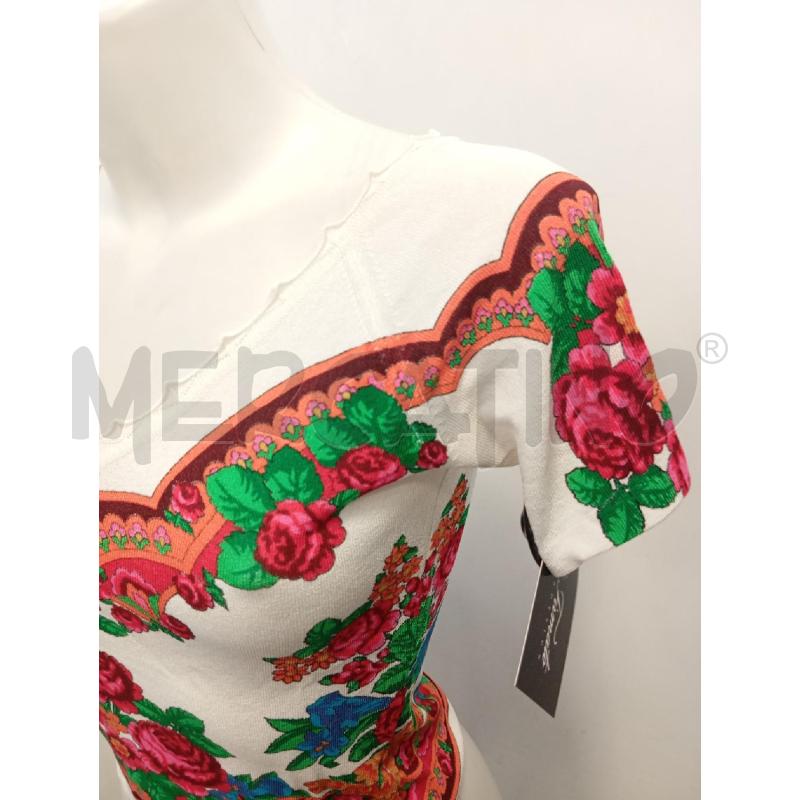T SHIRT D BLUMARINE FIORI ROSSI ROSA VERDE BLU  | Mercatino dell'Usato Verona fiera 2