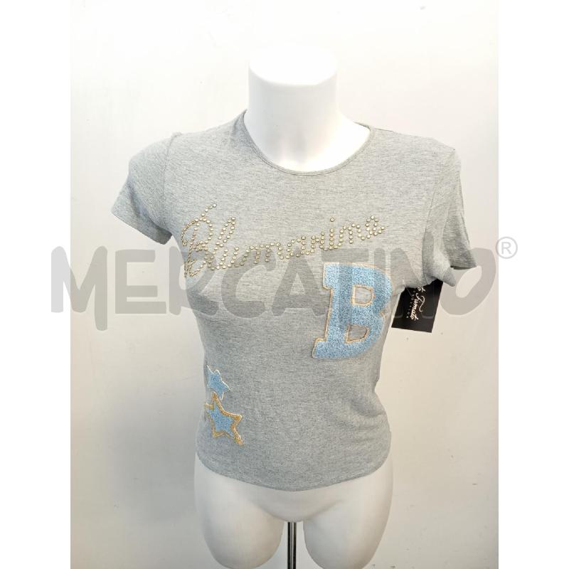 T SHIRT D BLUMARINE GRIGIA SCRITTA STRASS * | Mercatino dell'Usato Verona fiera 1