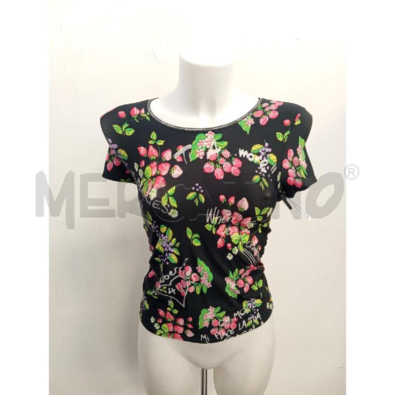 T SHIRT D D G NERA FIORI ROSA  | Mercatino dell'Usato Verona fiera 1