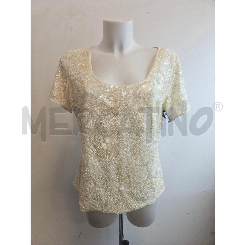 T SHIRT D LUISA SPAGNOKLI CREMA PAILLETTES  | Mercatino dell'Usato Verona fiera 1
