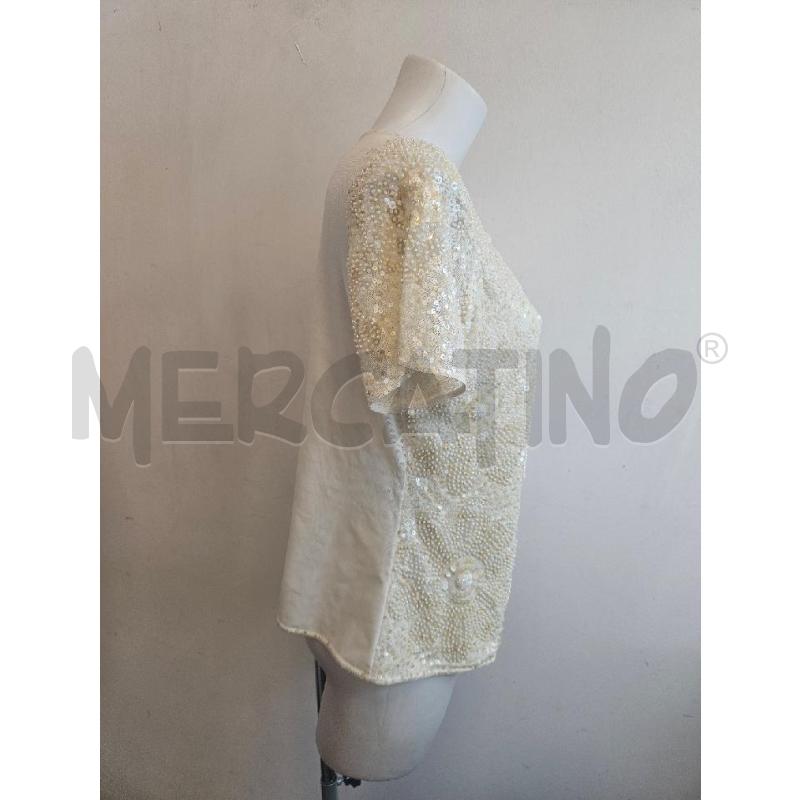 T SHIRT D LUISA SPAGNOKLI CREMA PAILLETTES  | Mercatino dell'Usato Verona fiera 2