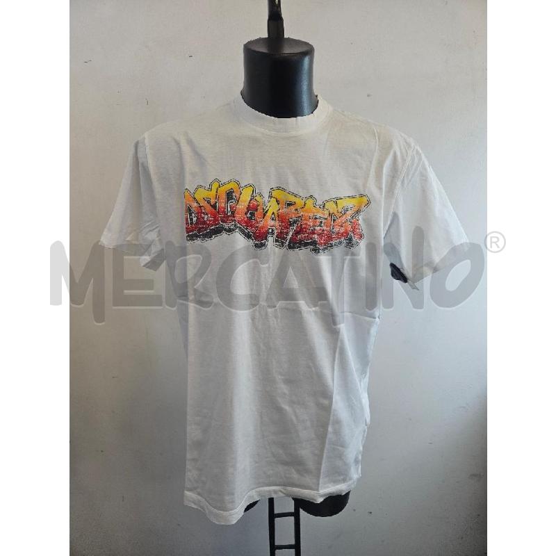 T SHIRT U DSQUARED BIANCA SCRITTA ROSSA GIALLA  | Mercatino dell'Usato Verona fiera 1