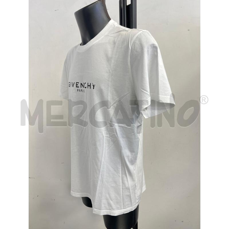 T SHIRT U GIVENCHY BIANCA  SCRITTA NERA  | Mercatino dell'Usato Verona fiera 2