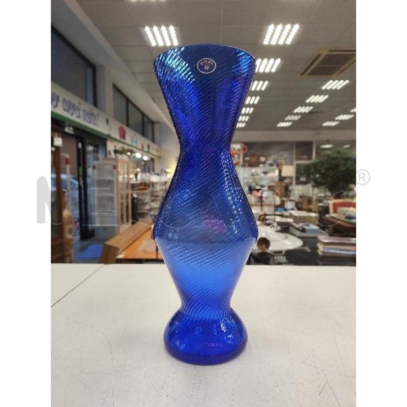 VASO BOHEMIA VET BLU A DOPPIA CLESSIDRA RIGHE OBLIQUE | Mercatino dell'Usato Verona fiera 1