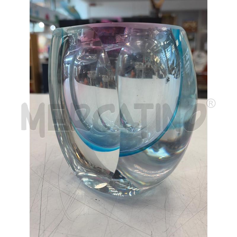 VASO MURANO OVALE BASSO CELESTE ROSA  | Mercatino dell'Usato Verona fiera 2