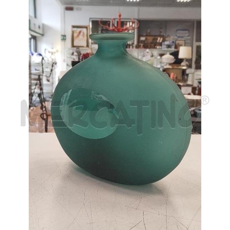 VASO MURANO VERDE OPACO OVALE TRASPARENTE | Mercatino dell'Usato Verona fiera 2