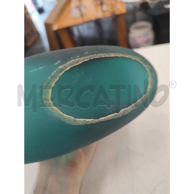 VASO MURANO VERDE OPACO OVALE TRASPARENTE | Mercatino dell'Usato Verona fiera 4