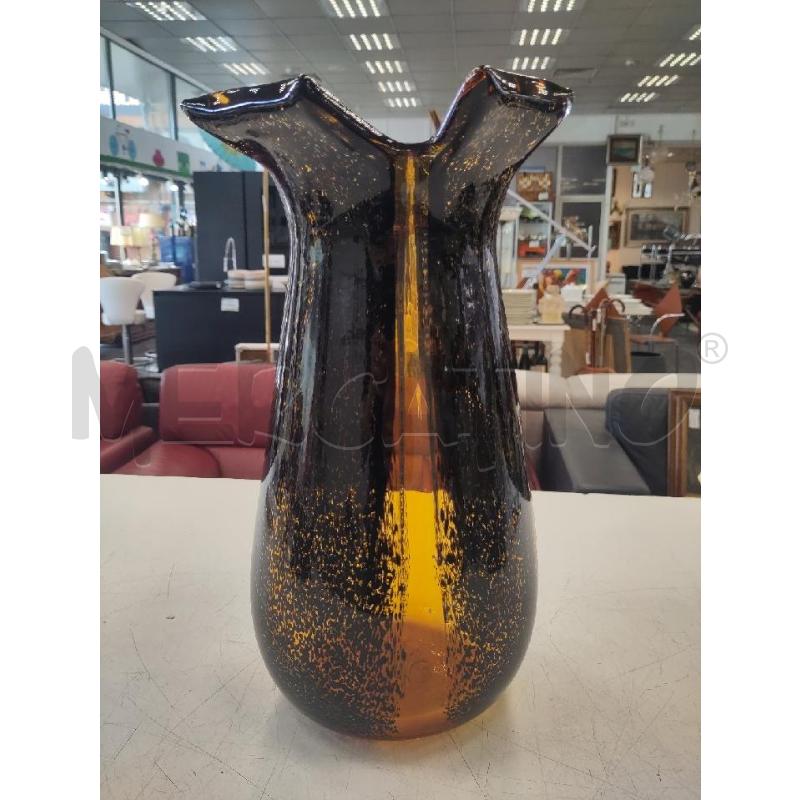 VASO VETRO DI MURANO NERO AMBRATO H 41.5 | Mercatino dell'Usato Verona fiera 1