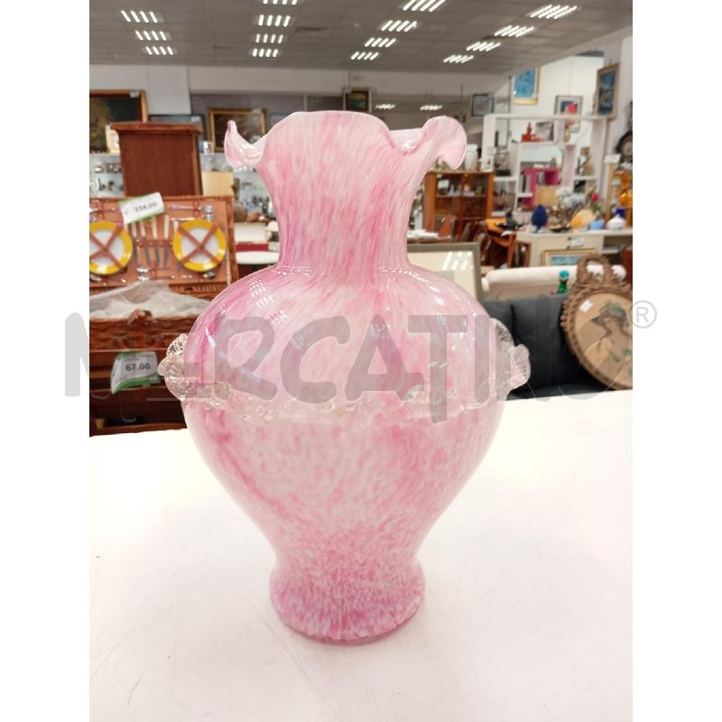 VASO VETRO ROSA SPUGNATO CORONA CIRCOLARE  | Mercatino dell'Usato Verona fiera 1