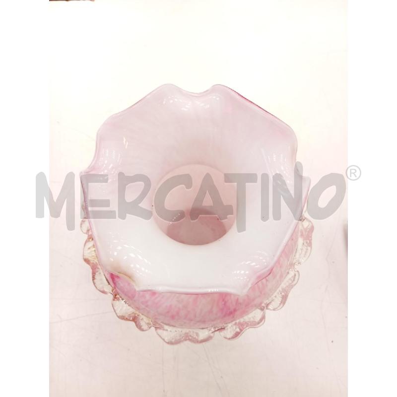 VASO VETRO ROSA SPUGNATO CORONA CIRCOLARE  | Mercatino dell'Usato Verona fiera 2