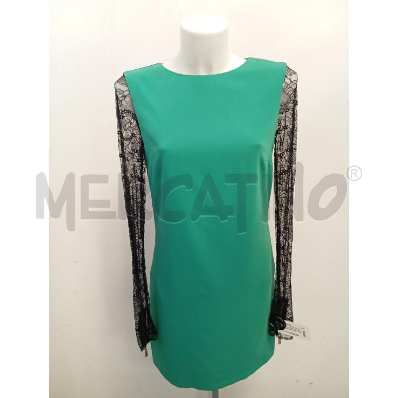 VESTITO DONNA MANGANO VERDE MANICHE PIZZO NERO  | Mercatino dell'Usato Verona fiera 1