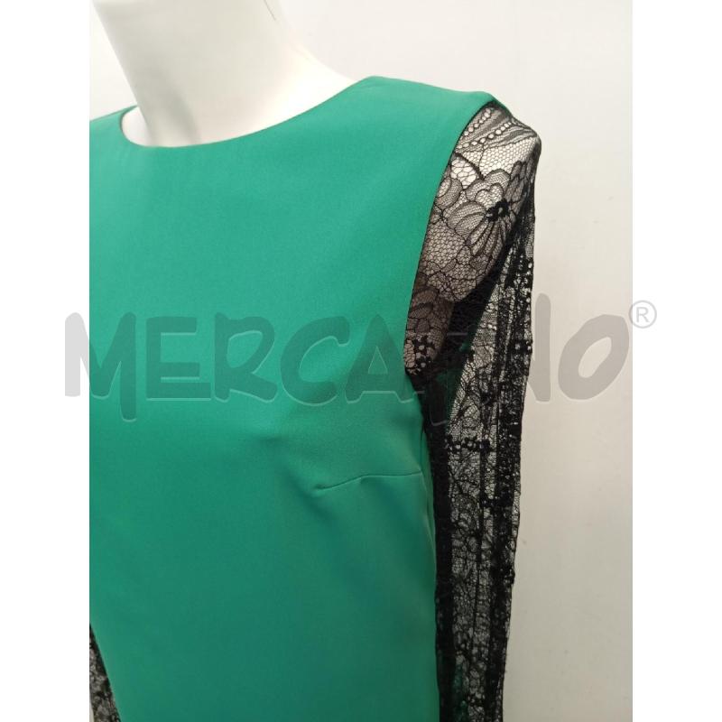 VESTITO DONNA MANGANO VERDE MANICHE PIZZO NERO  | Mercatino dell'Usato Verona fiera 2