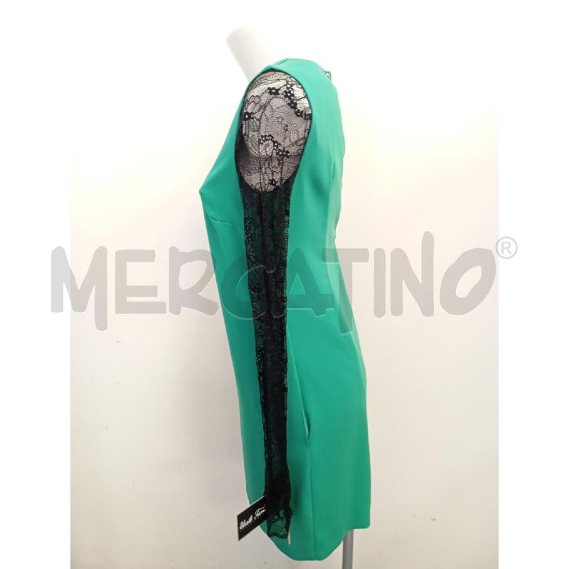 VESTITO DONNA MANGANO VERDE MANICHE PIZZO NERO  | Mercatino dell'Usato Verona fiera 3