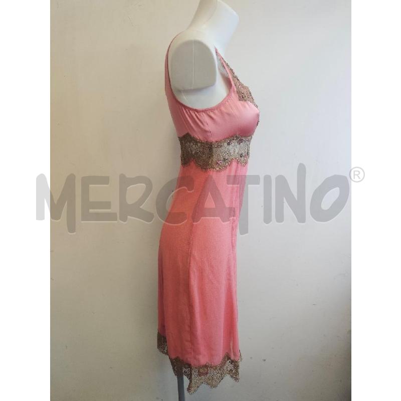 VESTITO D PINKO ROSA PLISSE PERLINE MARRONE  | Mercatino dell'Usato Verona fiera 2