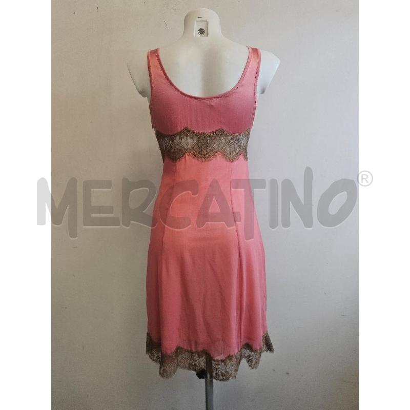 VESTITO D PINKO ROSA PLISSE PERLINE MARRONE  | Mercatino dell'Usato Verona fiera 3