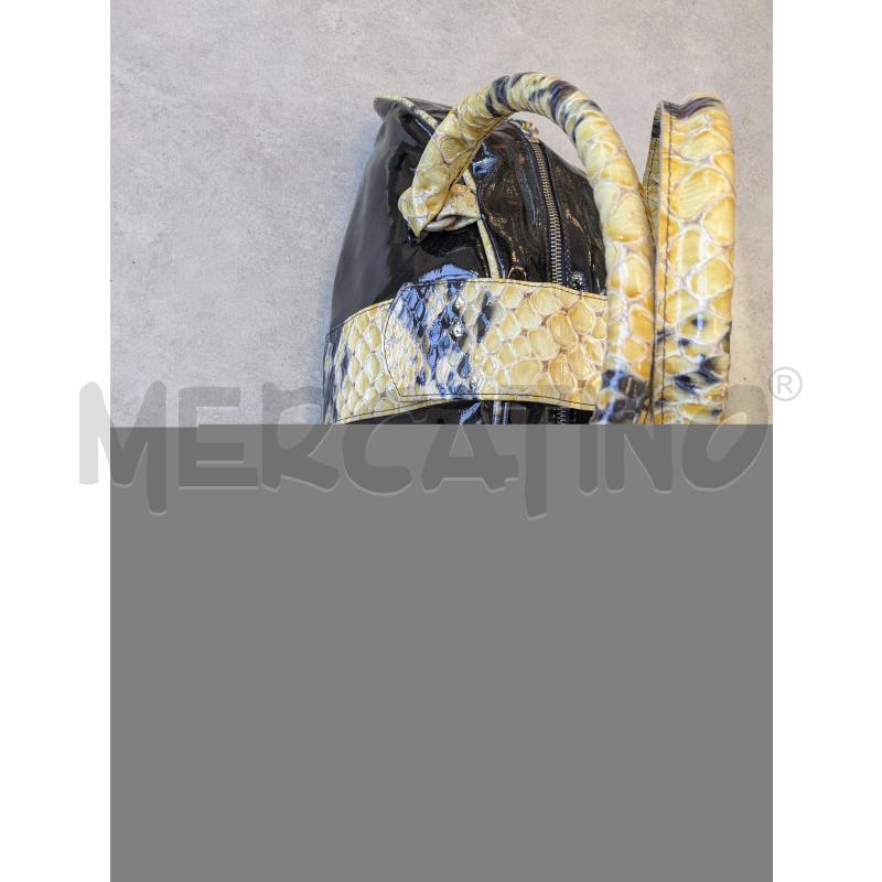 BORSA VE4RNICE NERA INSERTTI GIALLO NERO  | Mercatino dell'Usato Lugagnano di sona 2