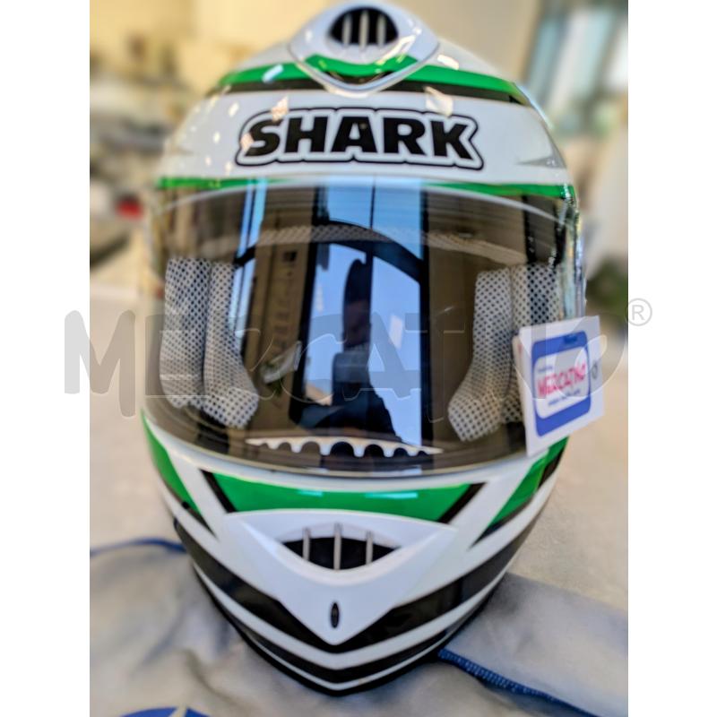 CASCO SHARK CON VISIERA VERDE ROSSO BIANCO | Mercatino dell'Usato Lugagnano di sona 1