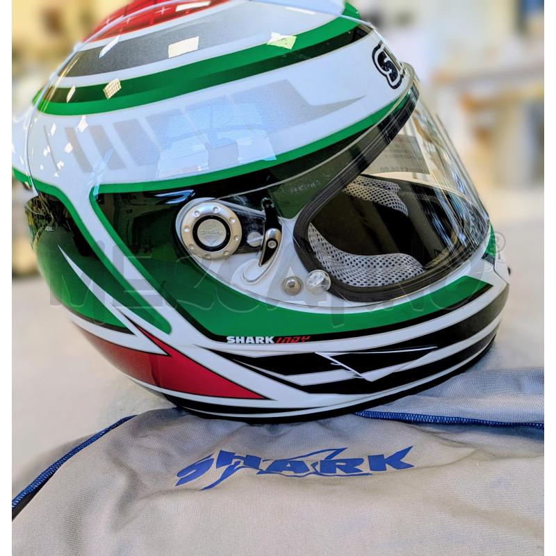 CASCO SHARK CON VISIERA VERDE ROSSO BIANCO | Mercatino dell'Usato Lugagnano di sona 2