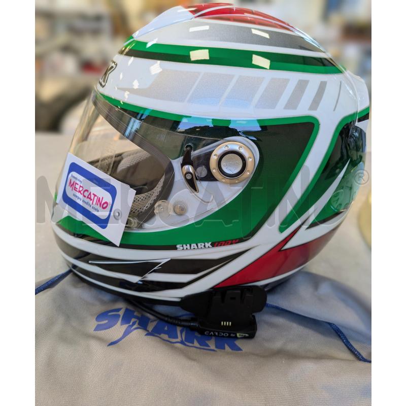 CASCO SHARK CON VISIERA VERDE ROSSO BIANCO | Mercatino dell'Usato Lugagnano di sona 3