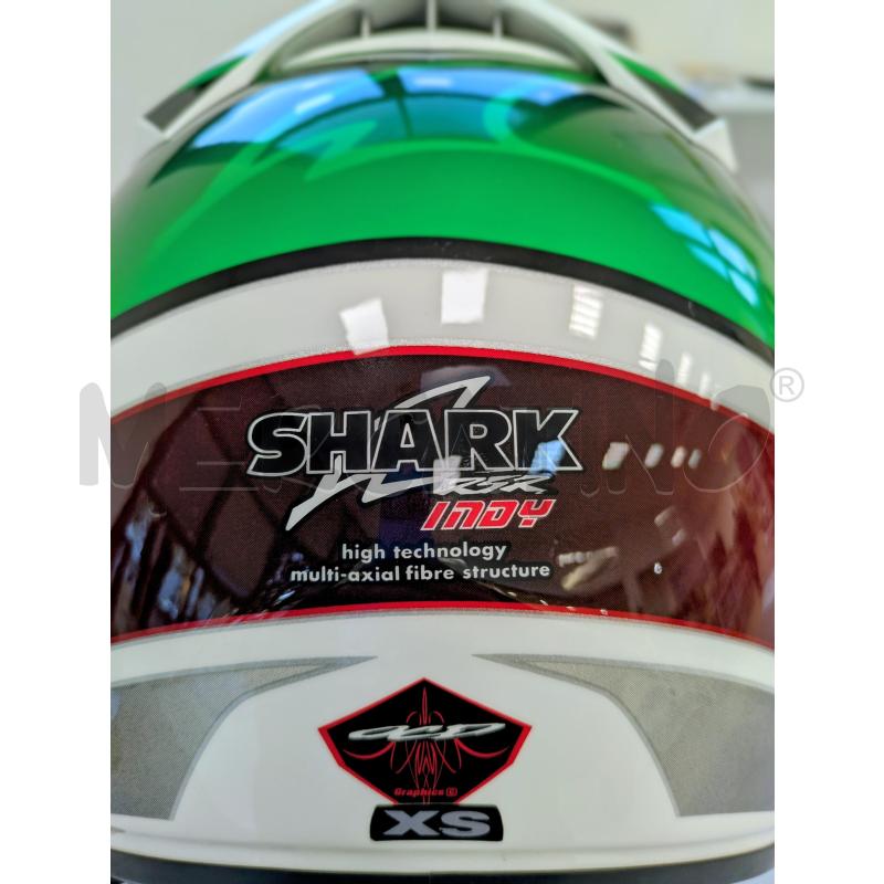 CASCO SHARK CON VISIERA VERDE ROSSO BIANCO | Mercatino dell'Usato Lugagnano di sona 4