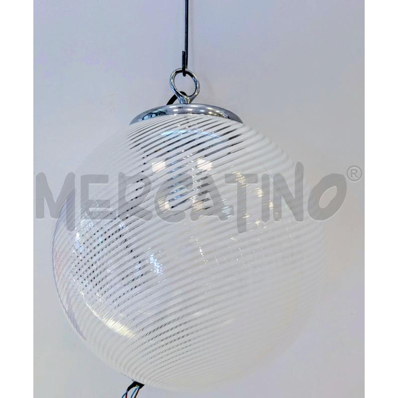 LAMPADA A SOSPENSIONE VETRO RIGHE BIANCHE  | Mercatino dell'Usato Lugagnano di sona 4