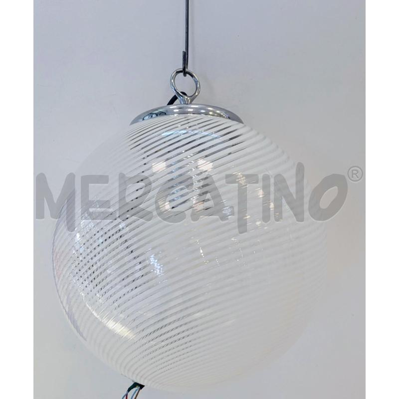 LAMPADA A SOSPENSIONE VETRO RIGHE BIANCHE  | Mercatino dell'Usato Lugagnano di sona 5