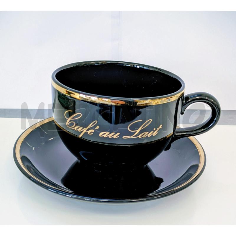 TAZZE PZ. 2 CAFFÈ AU LAIT NERE BORDO DORATO  | Mercatino dell'Usato Lugagnano di sona 1