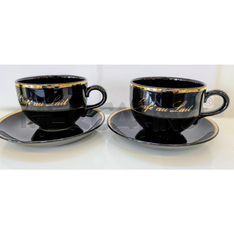 TAZZE PZ. 2 CAFFÈ AU LAIT NERE BORDO DORATO  | Mercatino dell'Usato Lugagnano di sona 2