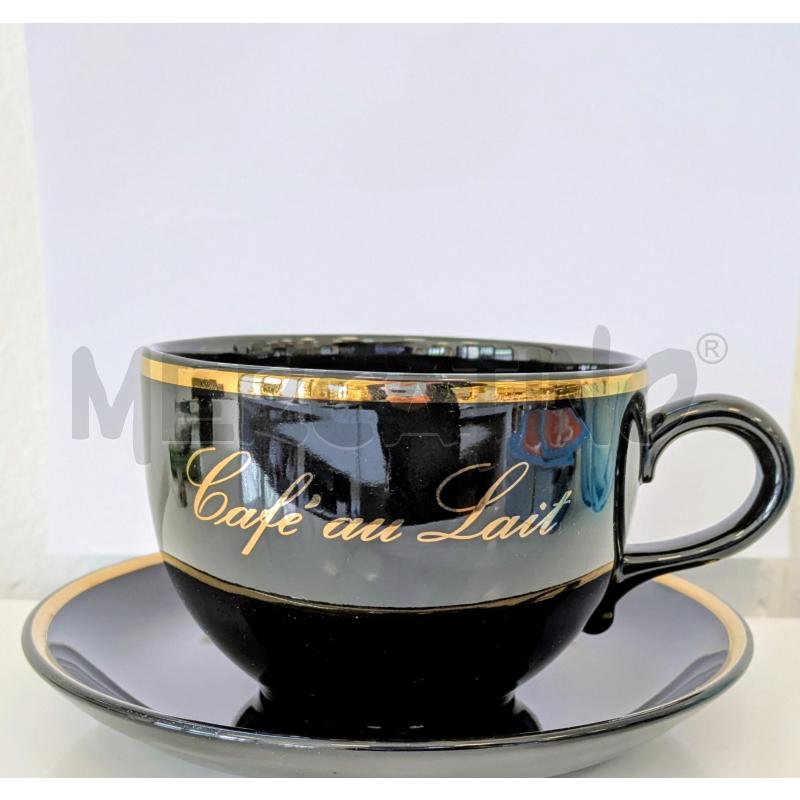 TAZZE PZ. 2 CAFFÈ AU LAIT NERE BORDO DORATO  | Mercatino dell'Usato Lugagnano di sona 4