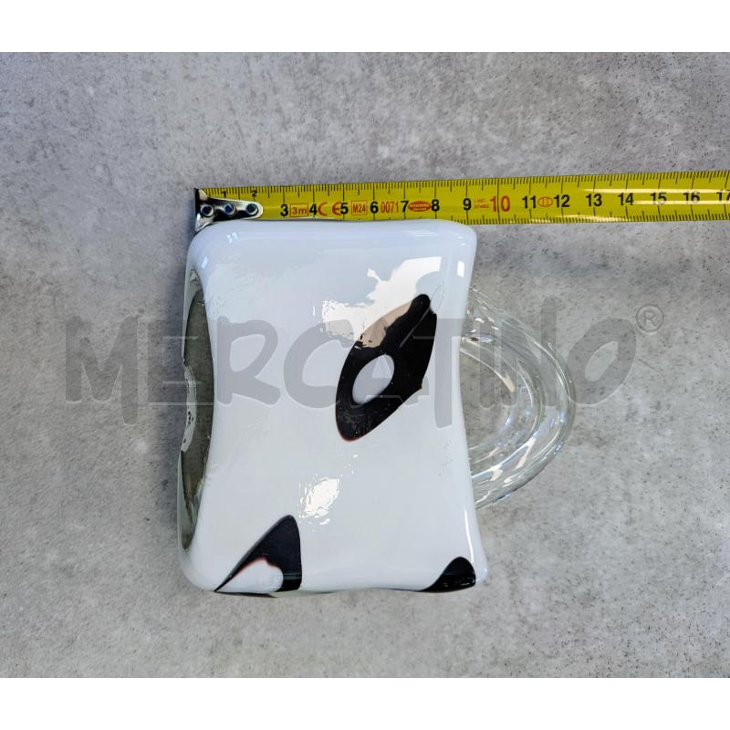 VASETTO IN VETRO FORMA BORSA BIANCO MACCHIE NERE  | Mercatino dell'Usato Lugagnano di sona 3